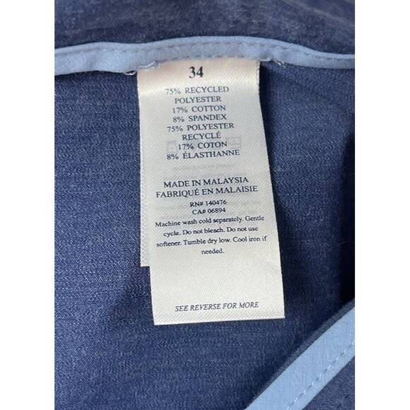 Fahrety Shorts Mens 34 Blue All Day Chino 9" Flat Front Drawstring Quick Dry - Picture 4 of 14